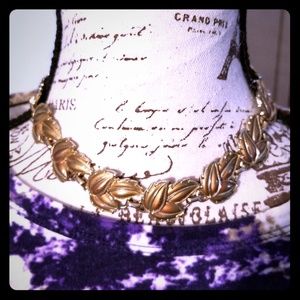 Vintage Bronze and Gold Colored Leaf Necklace